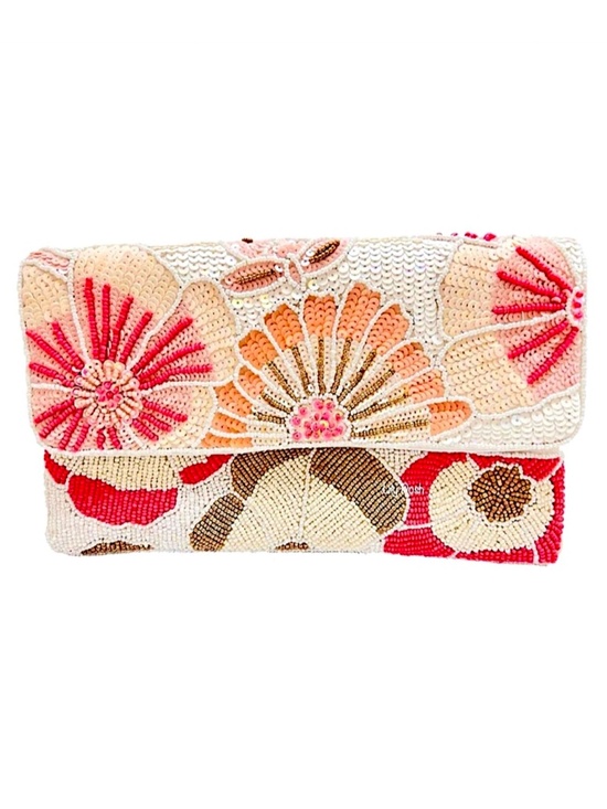 Beaded Bag Handbags - Beaded Floral Crossbody Clutch Bag, Sequins Clutch, Prom Formal Bridal Bag